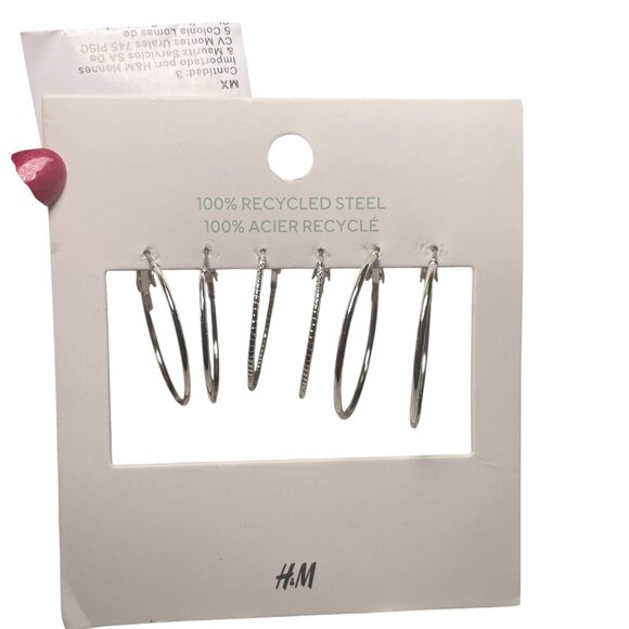 H&M Silver Hoop Earrings Bundle – 12 Pairs NWT - Picture 2 of 3